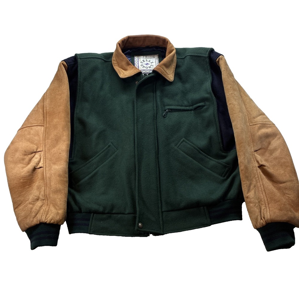 VTG Varsity Bomber Letterman Jacket Leather Wool Mens M Pelle Sports Coat Blank